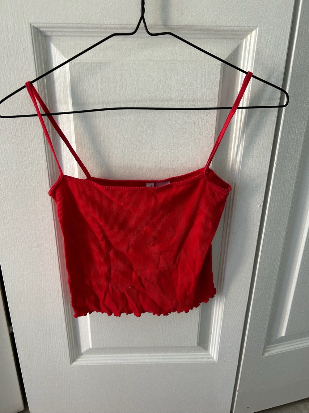 H&M Red Ribbed Spaghetti Strap Camisole